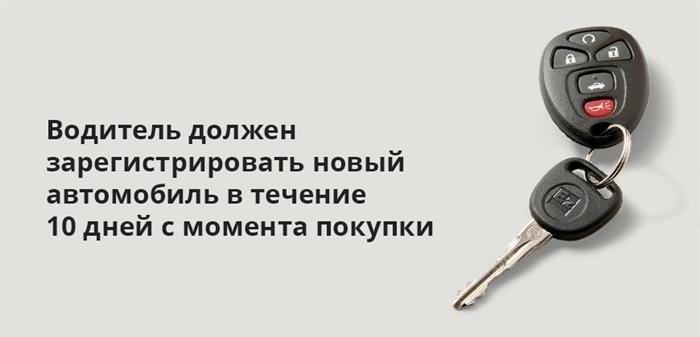 Владелец автомобиля обязан оформить регистрацию своего нового транспортного средства в течение 10 дней после его приобретения.