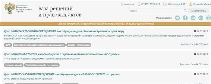 Собрание решений Федеральной антимонопольной службы