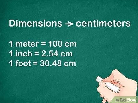 Шаг 1 Переведите размеры в сантиметры.